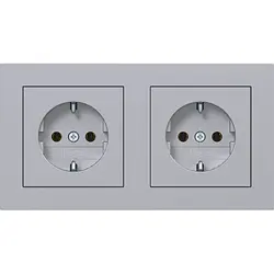 Hager Berker wandcontactdoos 2-voudig randaarde voorbedraad voor duo-inbouwdoos A1 titaan (WAS2123TA)