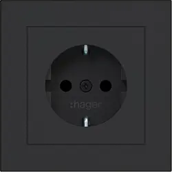 Hager Berker wandcontactdoos randaarde Safety Plus voor afzonderlijke montage A1 nachtzwart mat (WAS1220BM)