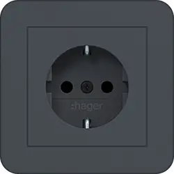 Hager Berker wandcontactdoos randaarde Safety Plus voor afzonderlijke montage C1 antraciet mat (WAS1221AT)