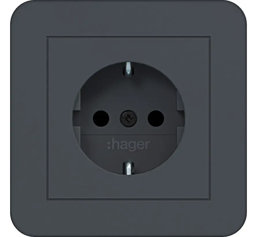 wandcontactdoos randaarde Safety Plus voor afzonderlijke montage C1 antraciet mat (WAS1221AT)