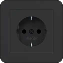 Hager Berker wandcontactdoos randaarde Safety Plus voor afzonderlijke montage C1 nachtzwart mat (WAS1221BM)