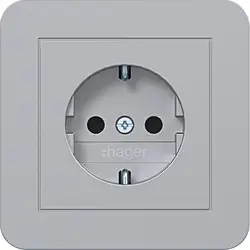 Hager Berker wandcontactdoos randaarde Safety Plus voor afzonderlijke montage C1 titaan (WAS1221TA)