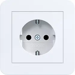 Hager Berker wandcontactdoos randaarde Safety Plus voor afzonderlijke montage C1 lichtwit glans (WAS1221WG)