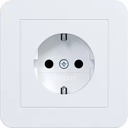 Hager Berker wandcontactdoos randaarde Safety Plus voor afzonderlijke montage C1 lichtwit mat (WAS1221WM)
