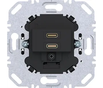 Hager Berker USB-lader met 2x USB-C zwart (WAS4155BM)