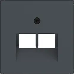 Hager Berker centraalplaat RJ45 wandcontactdoos 2-voudig A1/A8/C1/C8 antraciet mat (WAF1108AT)