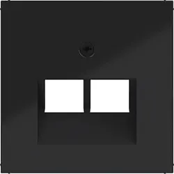 Hager Berker centraalplaat RJ45 wandcontactdoos 2-voudig A1/A8/C1/C8 nachtzwart glans (WAF1108BG)