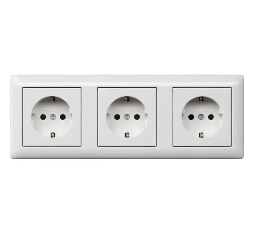 wandcontactdoos 3-voudig randaarde voor wandgoot Standaard 55 wit glans OP=OP (074703)