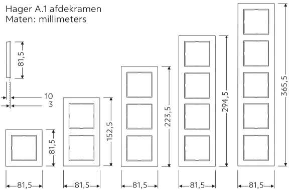 Hager A1 tekening met maatvoering