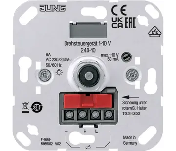 JUNG potentiometer met schakelaar 1-10 Volt (240-10)
