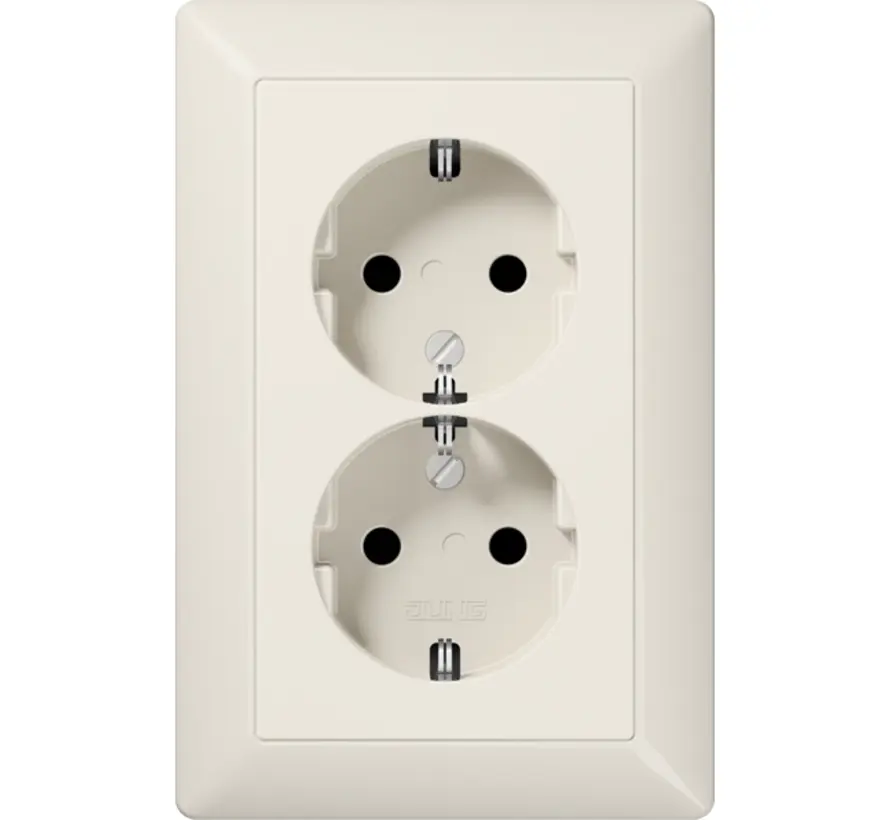 wandcontactdoos 2-voudig randaarde voor ovale 1,5 inbouwdoos AS500 creme (AS 5015)