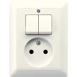 JUNG combinatie serieschakelaar/wandcontactdoos zonder randaarde AS500 creme (AS 5545 EU)