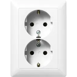 JUNG wandcontactdoos 2-voudig randaarde Safety+ voor enkele inbouwdoos Safety+ AS500 alpine wit (AS 5020 NKIU WW)