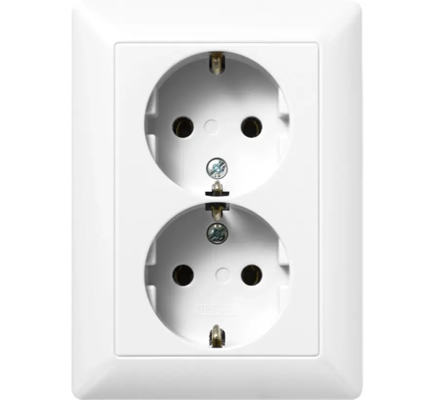 wandcontactdoos 2-voudig randaarde Safety+ voor enkele inbouwdoos Safety+ AS500 alpine wit (AS 5020 NKIU WW)