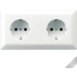 JUNG complete wandcontactdoos 2-voudig randaarde met vast afdekraam wandgoot AS500 creme