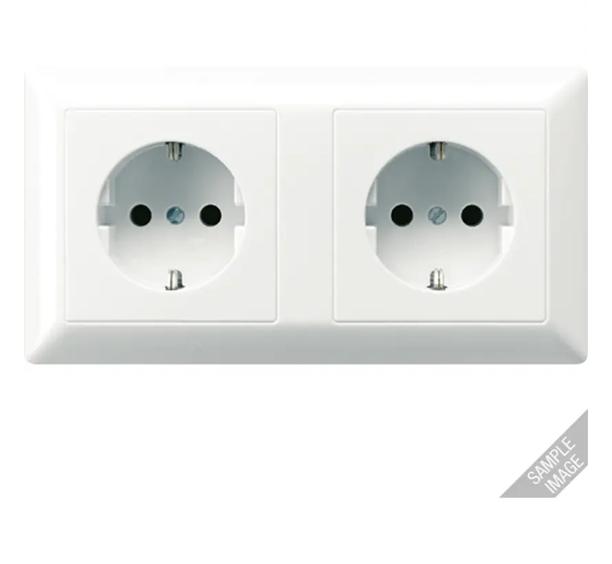complete wandcontactdoos 2-voudig randaarde met vast afdekraam wandgoot AS500 creme