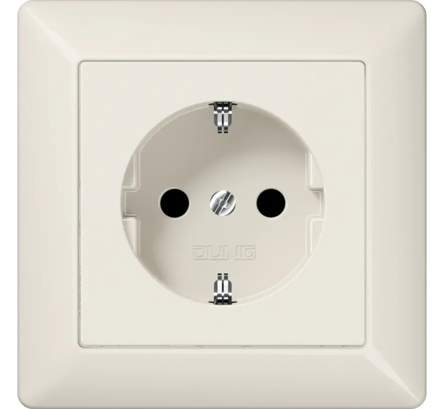 wandcontactdoos randaarde Safety+ met volle afdekplaat AS500 creme (AS 1520 NKI)