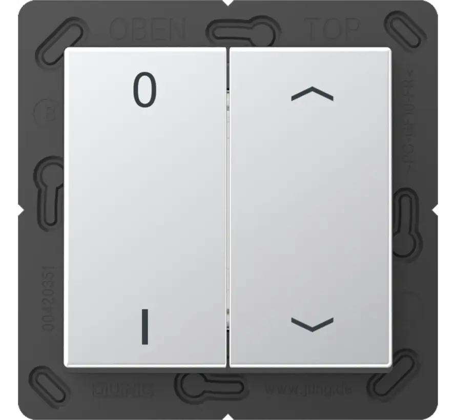 EnOcean draadloze wandzender 4-kanaals met 0-1 en pijlsymbolen A-range aluminium (ENO A 595 P01 AL)
