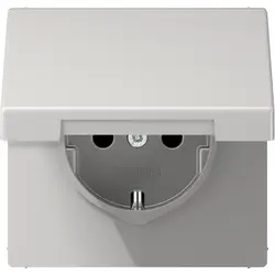 JUNG wandcontactdoos randaarde Safety+ klapdeksel LS990 lichtgrijs (LS 1520 NKIKL LG)