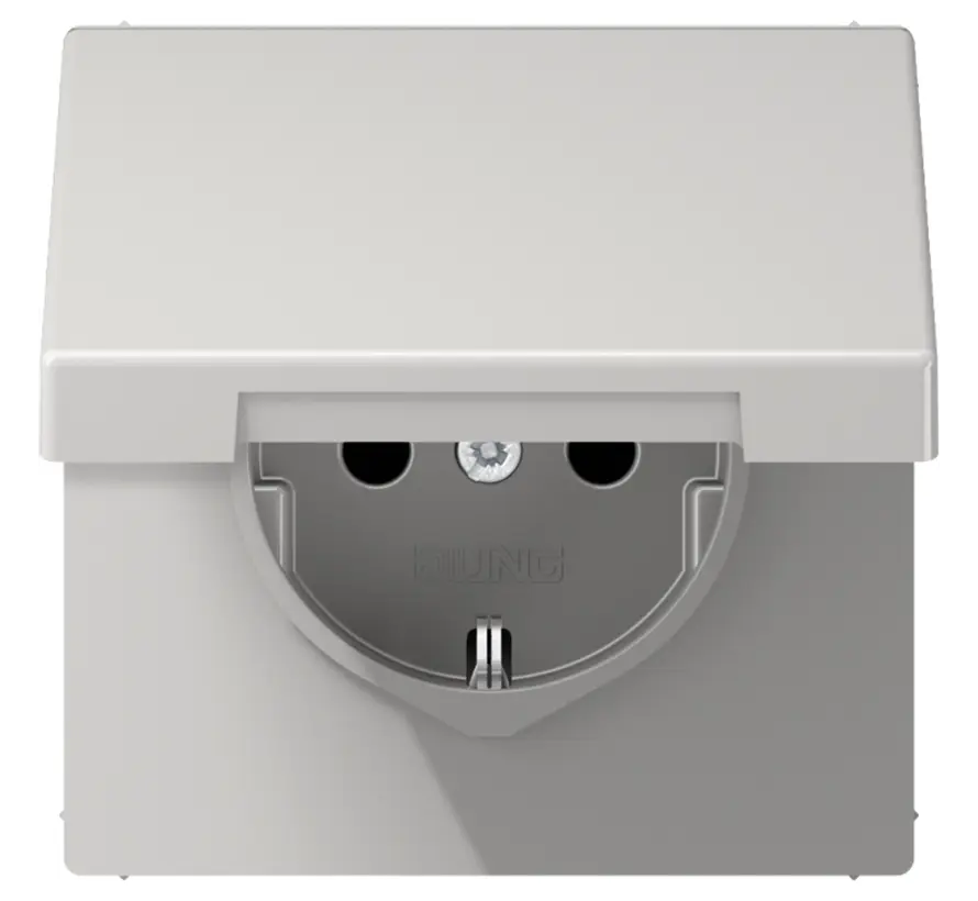 wandcontactdoos randaarde Safety+ klapdeksel LS990 lichtgrijs (LS 1520 NKIKL LG)