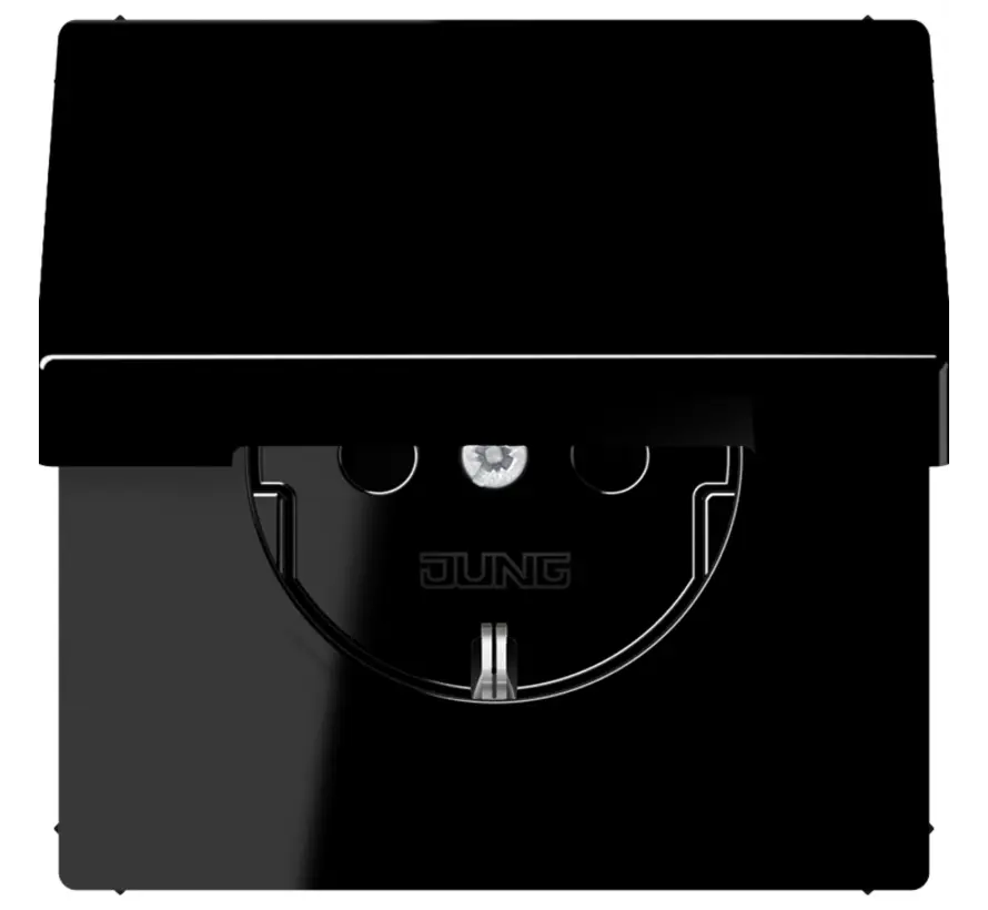 wandcontactdoos randaarde klapdeksel LS990 zwart glans (LS 1520 NKL SW)