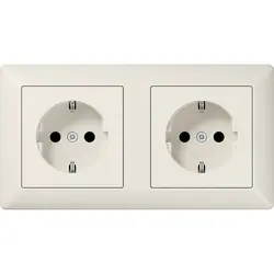 JUNG wandcontactdoos 2-voudig voorbedraad voor duo-inbouwdoos AS500 creme (AS 1520-2)