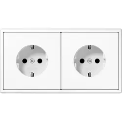 JUNG wandcontactdoos 2-voudig met randaarde voorbedraad voor duo-inbouwdoos LS990 alpine wit (LS 1520-2 WW)