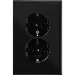 JUNG wandcontactdoos 2-voudig randaarde Safety+ voor ovale 1,5 inbouwdoos LS990 zwart glans (LS 5015 KI SW)