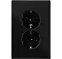 wandcontactdoos 2-voudig randaarde Safety+ voor ovale 1,5 inbouwdoos LS990 zwart glans (LS 5015 KI SW)