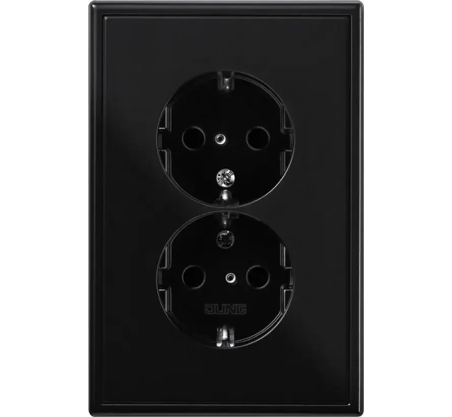 wandcontactdoos 2-voudig randaarde Safety+ voor ovale 1,5 inbouwdoos LS990 zwart glans (LS 5015 KI SW)