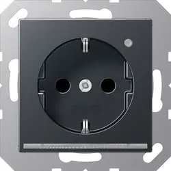 JUNG wandcontactdoos randaarde Safety+ met LED-oriëntatieverlichting en lichtsensor A-range antraciet mat (A 1520-O ANM LNW)