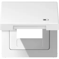 JUNG klapdeksel met USB-ladersymbool LS990 alpine wit (LS 990 BFKL USB WW)