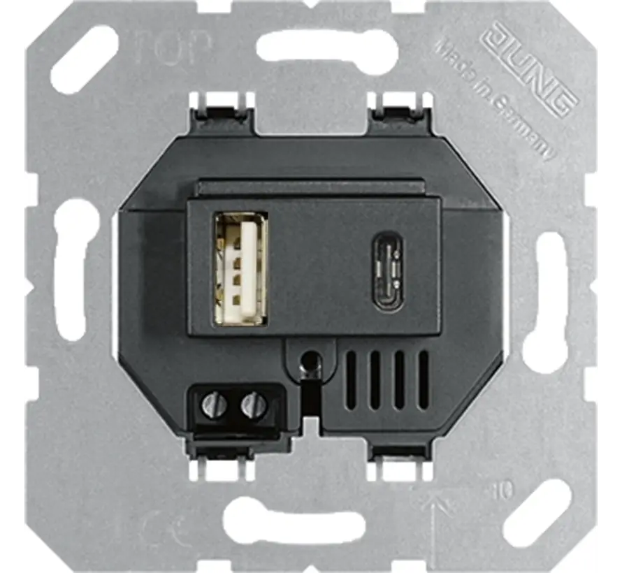 USB-lader 2-voudig type A en type C totaal 3000mA zwart glans (USB 15 CA SW)