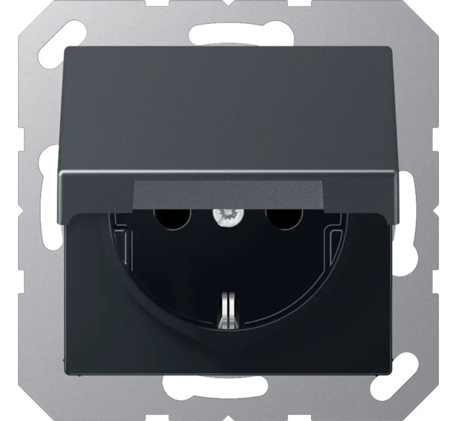 wandcontactdoos randaarde Safety+ met klapdeksel A-range antraciet mat (A 1520 NBFKIKL ANM)