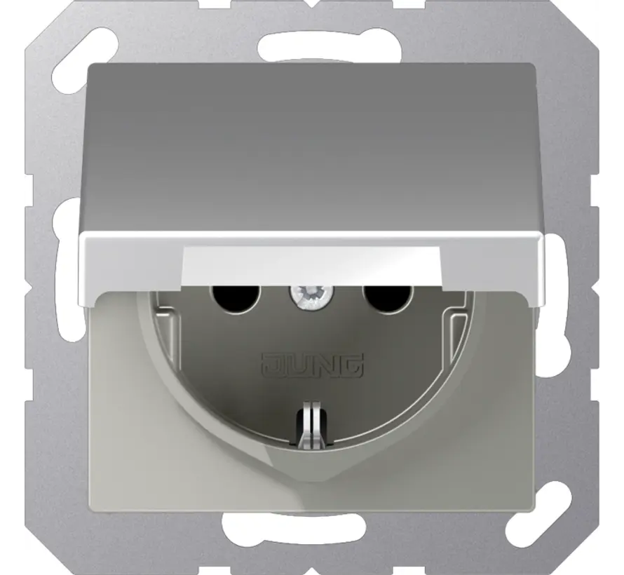 wandcontactdoos randaarde klapdeksel A-range aluminium (A 1520 NBFKL AL)
