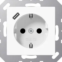 JUNG wandcontactdoos randaarde Safety+ met USB-C A-range alpine wit (A 1520-18 C WW)