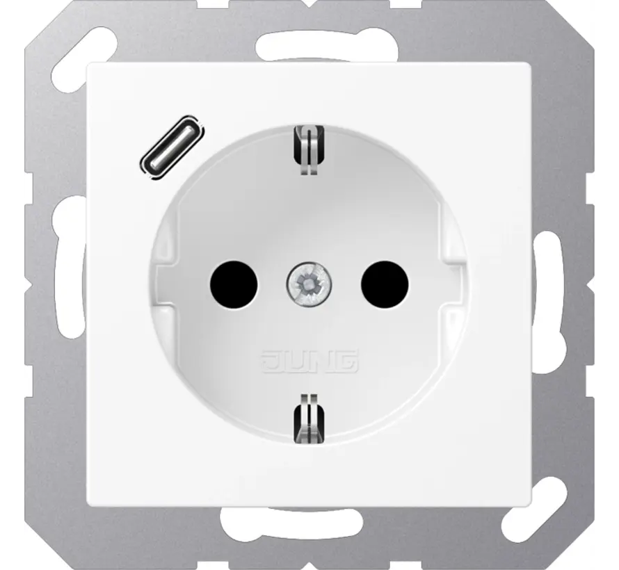 wandcontactdoos randaarde Safety+ met USB-C A-range sneeuwwit mat (A 1520-18 C WWM)