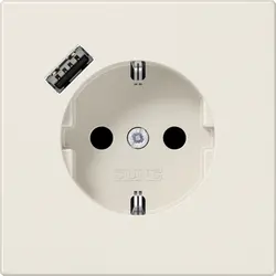JUNG wandcontactdoos randaarde Safety+ met USB-A LS990 creme (LS 1520-18 A)