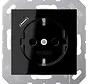 wandcontactdoos randaarde Safety+ met USB-C A-range zwart glans (A 1520-18 C SW)