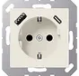wandcontactdoos randaarde Safety+ met USB type A en C A-range creme (A 1520-15 CA)
