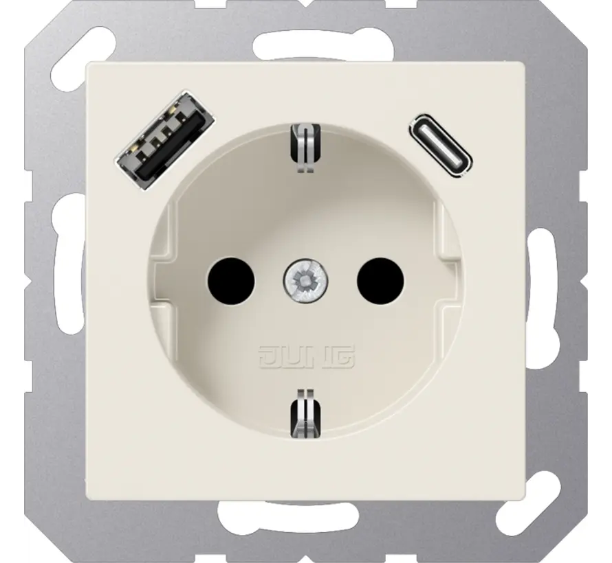 wandcontactdoos randaarde Safety+ met USB type A en C A-range creme (A 1520-15 CA)