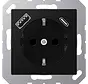 wandcontactdoos randaarde Safety+ met USB type A en C A-range grafietzwart mat (A 1520-15 CA SWM)