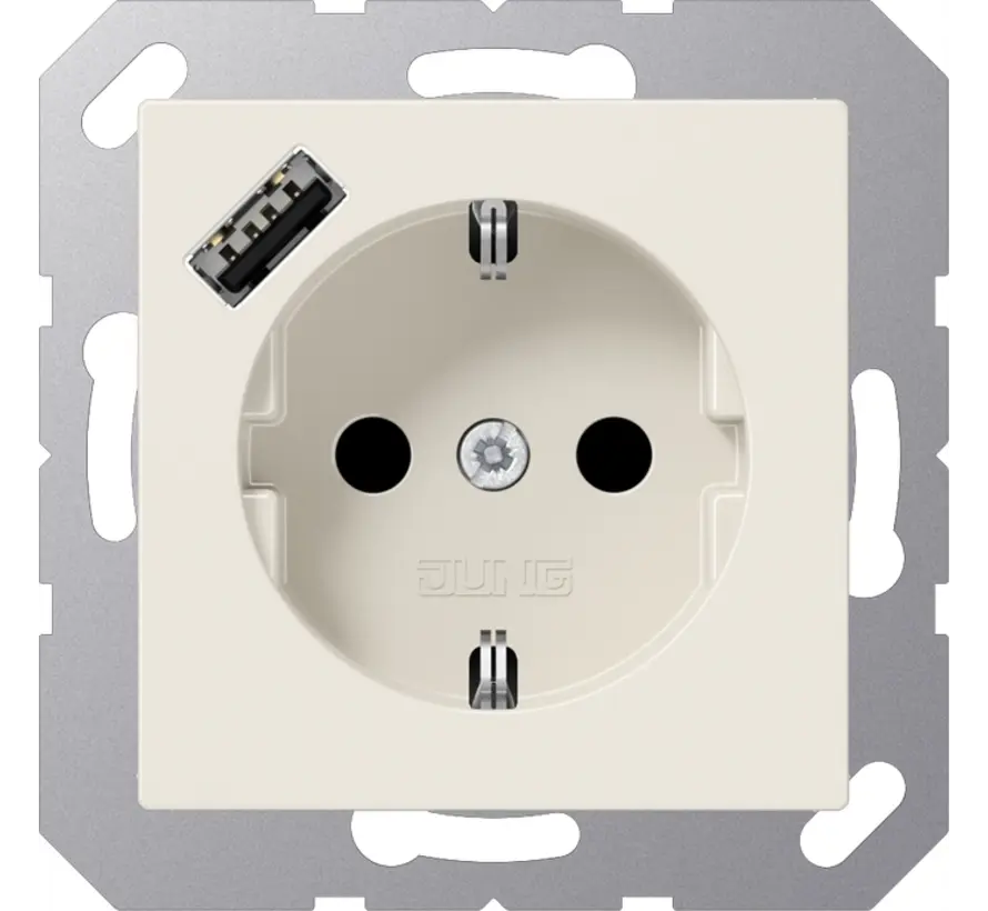 wandcontactdoos randaarde Safety+ met USB-A A-range creme (A 1520-18 A)