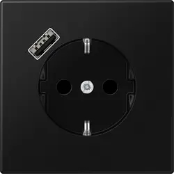 JUNG wandcontactdoos randaarde Safety+ met USB-A LS990 grafietzwart mat (LS 1520-18 A SWM)