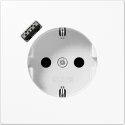 JUNG wandcontactdoos randaarde Safety+ met USB-A LS990 alpine wit (LS 1520-18 A WW)