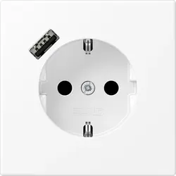 JUNG wandcontactdoos randaarde Safety+ met USB-A LS990 sneeuwwit mat (LS 1520-18 A WWM)