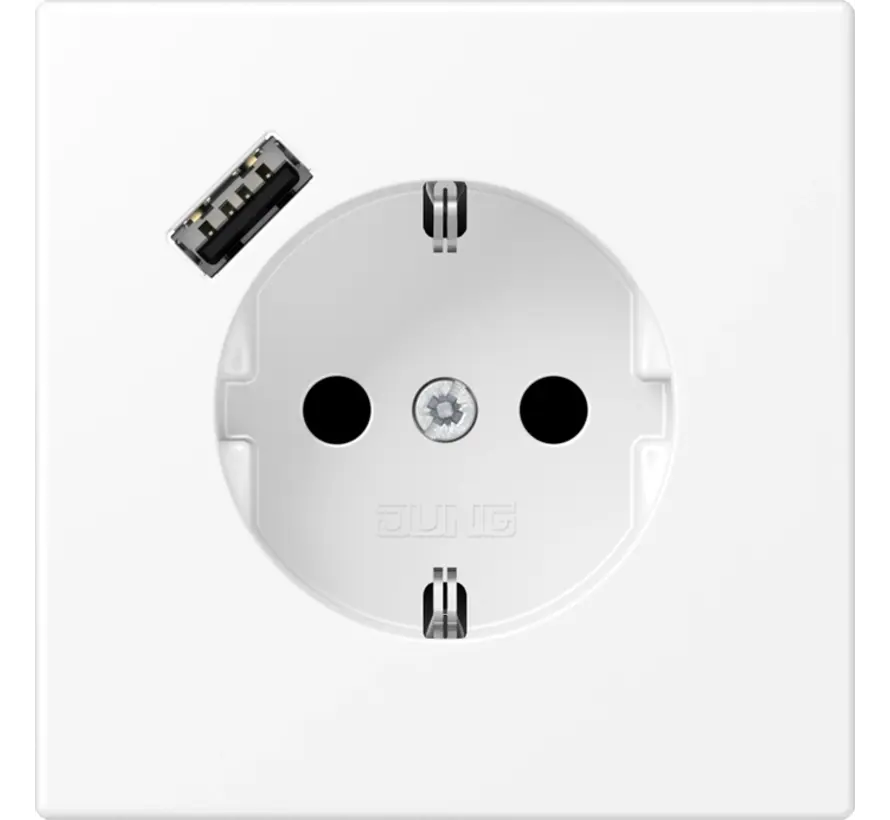 wandcontactdoos randaarde Safety+ met USB-A LS990 sneeuwwit mat (LS 1520-18 A WWM)