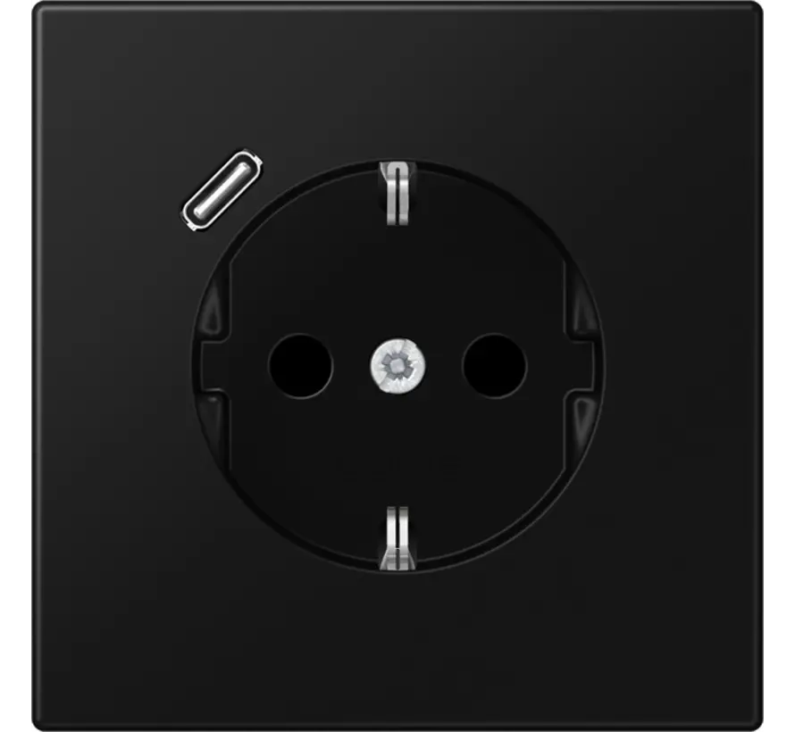 wandcontactdoos randaarde Safety+ met USB-C LS990 grafietzwart mat (LS 1520-18 C SWM)