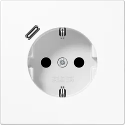 JUNG wandcontactdoos randaarde Safety+ met USB-C LS990 alpine wit (LS 1520-18 C WW)