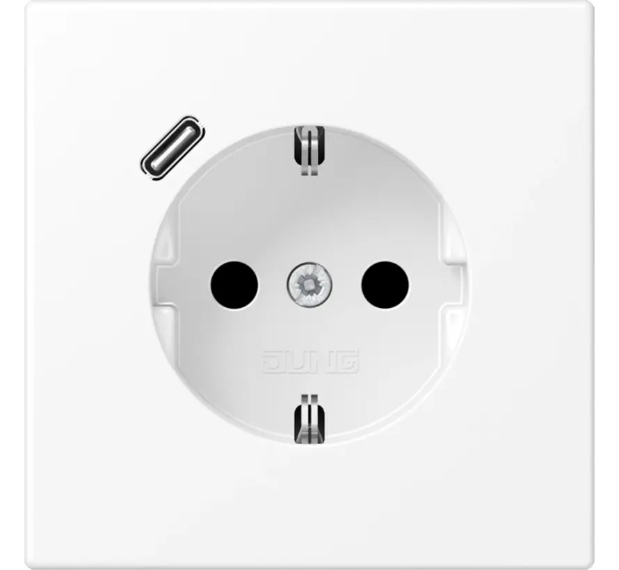 wandcontactdoos randaarde Safety+ met USB-C LS990 sneeuwwit mat (LS 1520-18 C WWM)